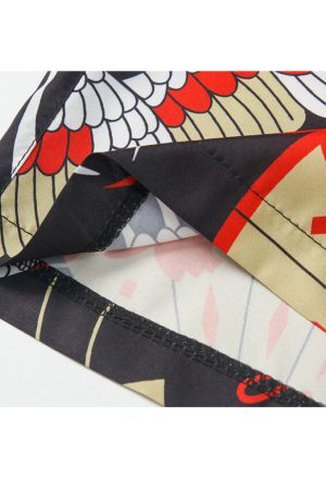 Style Core Aesthetics, New Style Trends Two Piece Crane Print Kimono + Shorts