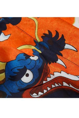 Style Core Aesthetics, New Style Trends Two Piece Dragon Print Kimono + Shorts