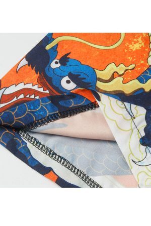 Style Core Aesthetics, New Style Trends Two Piece Dragon Print Kimono + Shorts