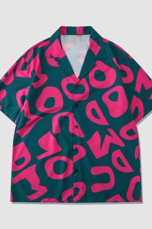 Style Core Aesthetics, New Style Trends Two Piece Irregular Letters Print Shirt + Shorts