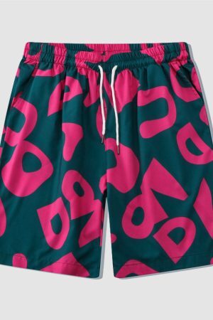 Style Core Aesthetics, New Style Trends Two Piece Irregular Letters Print Shirt + Shorts