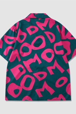 Style Core Aesthetics, New Style Trends Two Piece Irregular Letters Print Shirt + Shorts