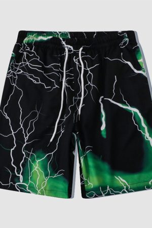 Style Core Aesthetics, New Style Trends Two Piece Lightning Print Shirt + Shorts