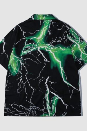 Style Core Aesthetics, New Style Trends Two Piece Lightning Print Shirt + Shorts