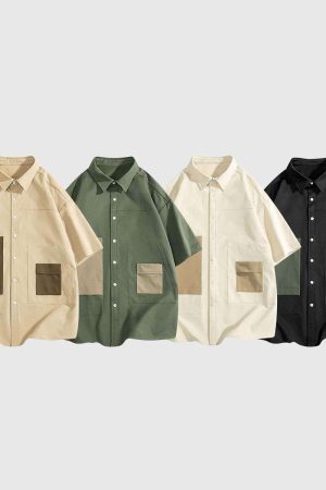 Style Core Aesthetics, New Style Trends Two-Tone Oversized Utility Shirts