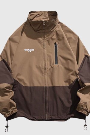 Style Core Aesthetics, New Style Trends Two-Tone Stand Collar Jacket