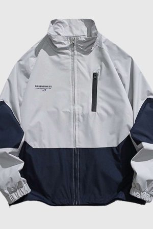 Style Core Aesthetics, New Style Trends Two-Tone Stand Collar Jacket