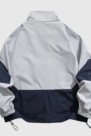 Style Core Aesthetics, New Style Trends Two-Tone Stand Collar Jacket