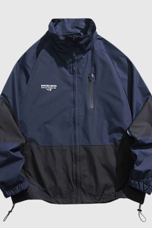 Style Core Aesthetics, New Style Trends Two-Tone Stand Collar Jacket