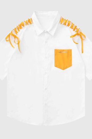 Style Core Aesthetics, New Style Trends Unique Shoulder Tie Shirt