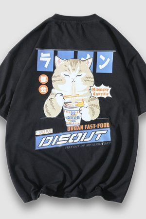 Style Core Aesthetics, New Style Trends Urban Fast-Food Cartoon Printed Tee