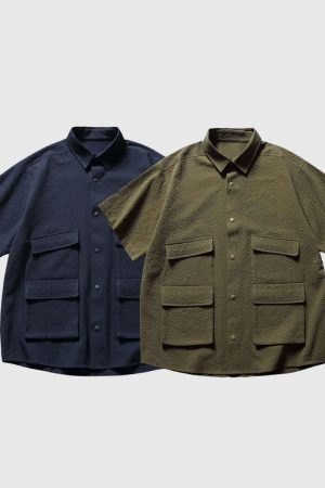 Style Core Aesthetics, New Style Trends Utility Texture Pocket Shirt