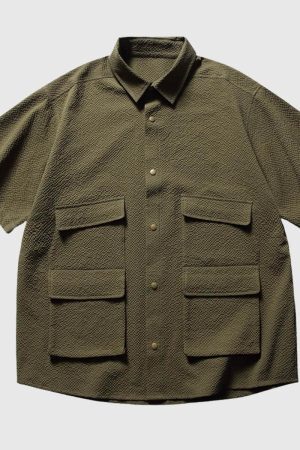 Style Core Aesthetics, New Style Trends Utility Texture Pocket Shirt