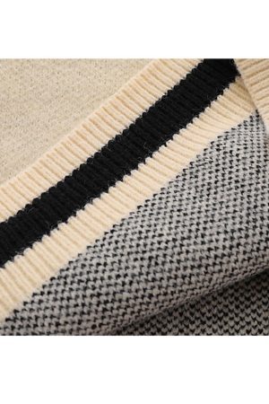 Style Core Aesthetics, New Style Trends V Neck Button Decor Star Pattern Sweater