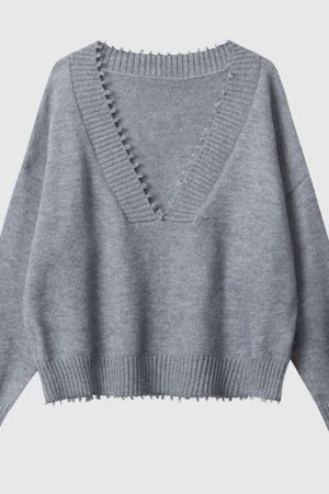 Style Core Aesthetics, New Style Trends V-Neck Loose Knit Sweater