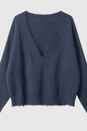 Style Core Aesthetics, New Style Trends V-Neck Loose Knit Sweater