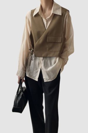 Style Core Aesthetics, New Style Trends Vest Two-Pieces Shirts