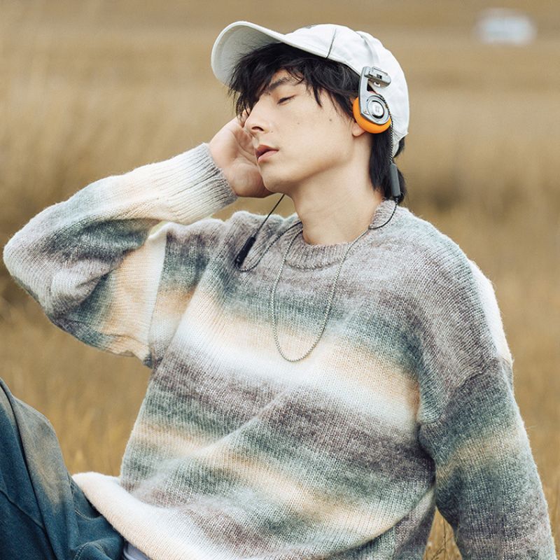 Style Core Aesthetics, New Style Trends Vibrant Transition Stripe Knit Pullover Style Core Aesthetics, New Style Trends Vibrant Transition Stripe Knit Pullover