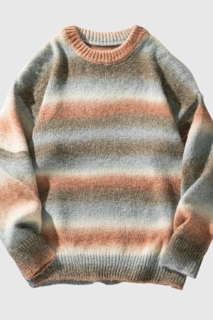Style Core Aesthetics, New Style Trends Vibrant Transition Stripe Knit Pullover