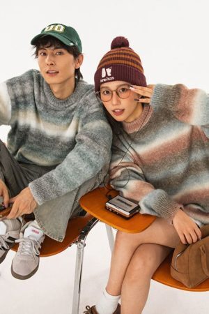 Style Core Aesthetics, New Style Trends Vibrant Transition Stripe Knit Pullover