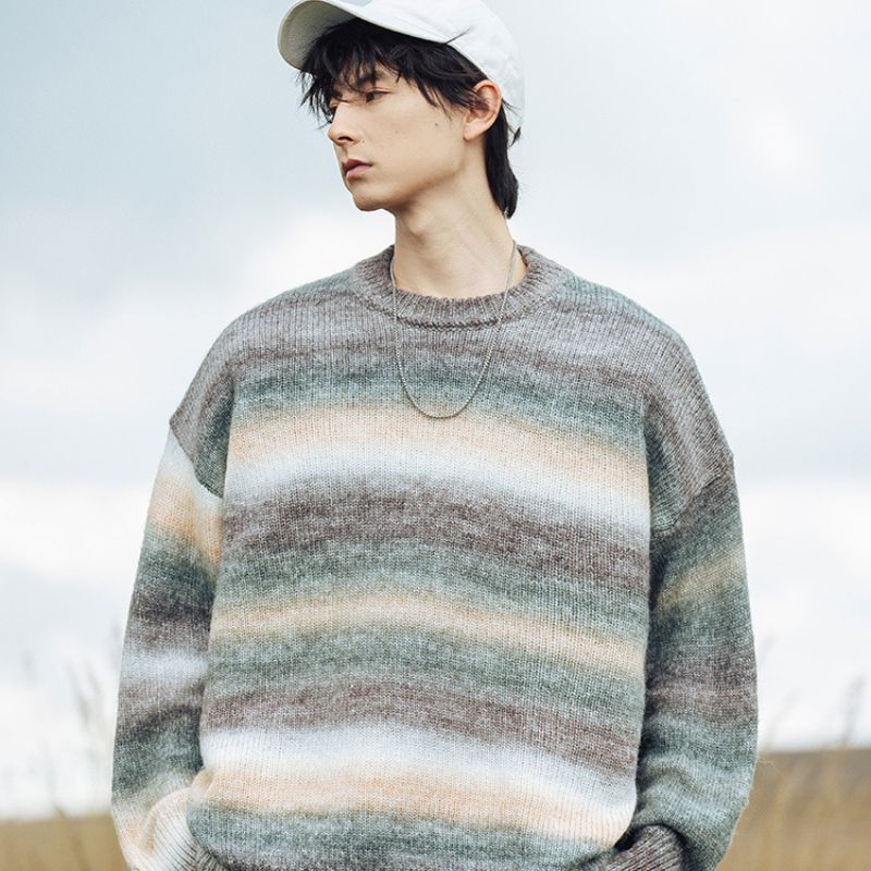 Style Core Aesthetics, New Style Trends Vibrant Transition Stripe Knit Pullover Style Core Aesthetics, New Style Trends Vibrant Transition Stripe Knit Pullover