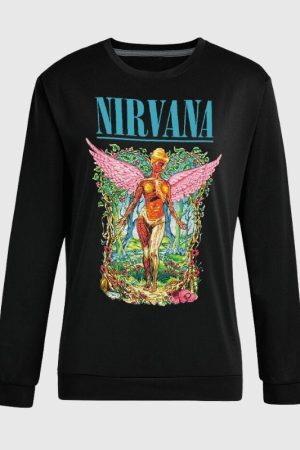 Style Core Aesthetics, New Style Trends Vintage Angel Printed Sweatshirt