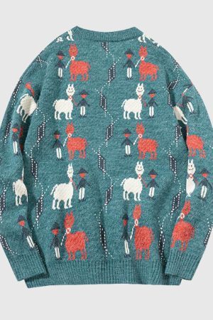 Style Core Aesthetics, New Style Trends Vintage Animal & Forest Knit Sweater