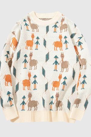 Style Core Aesthetics, New Style Trends Vintage Animal & Forest Knit Sweater