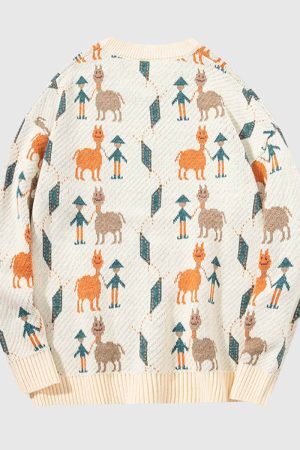 Style Core Aesthetics, New Style Trends Vintage Animal & Forest Knit Sweater