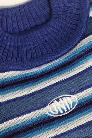 Style Core Aesthetics, New Style Trends Vintage Blue Stripe Sweater