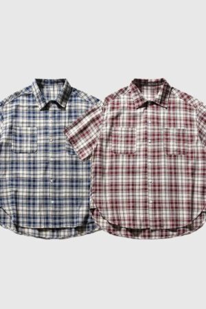 Style Core Aesthetics, New Style Trends Vintage Cargo Plaid Shirts