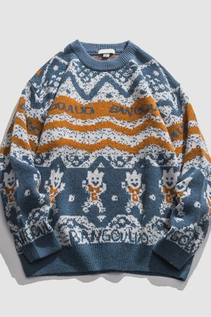 Style Core Aesthetics, New Style Trends Vintage Cartoon Doll Sweater