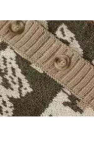 Style Core Aesthetics, New Style Trends Vintage Cartoon Jacquard Cardigan