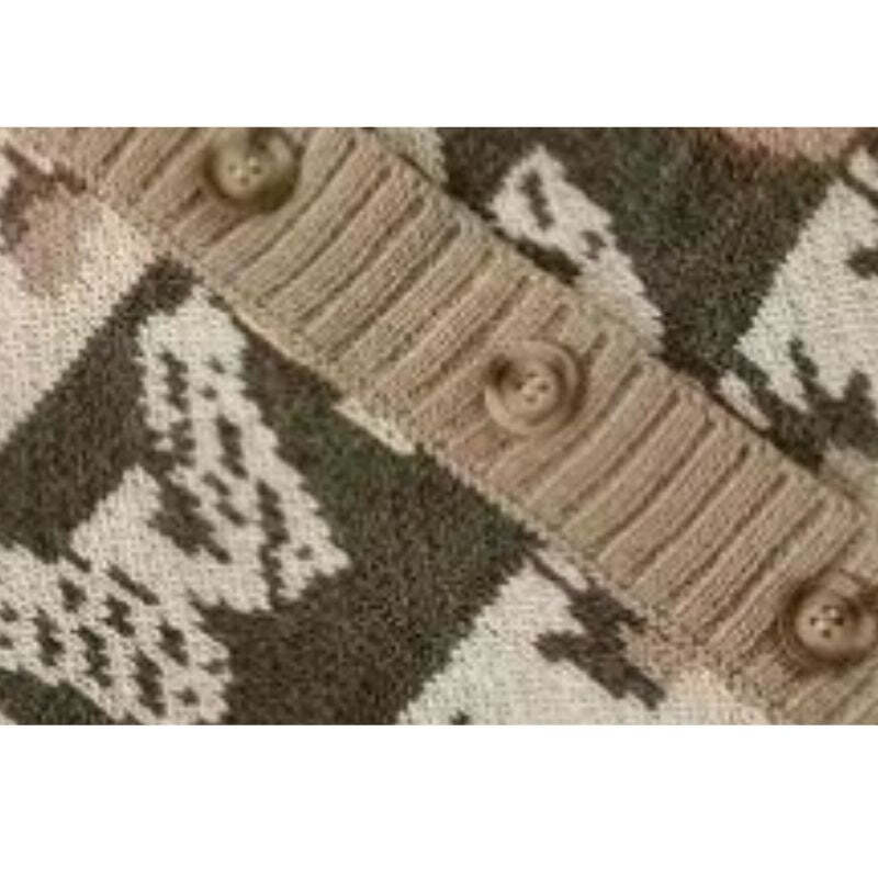 Style Core Aesthetics, New Style Trends Vintage Cartoon Jacquard Cardigan Style Core Aesthetics, New Style Trends Vintage Cartoon Jacquard Cardigan