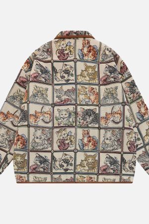 Style Core Aesthetics, New Style Trends Vintage Cat Embroidered Bomber Jackets