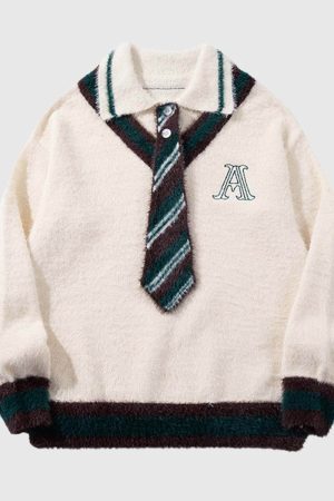 Style Core Aesthetics, New Style Trends Vintage College Sweater