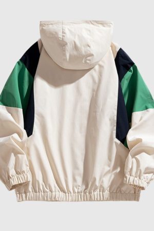 Style Core Aesthetics, New Style Trends Vintage Color-Block Hooded Work Jacket