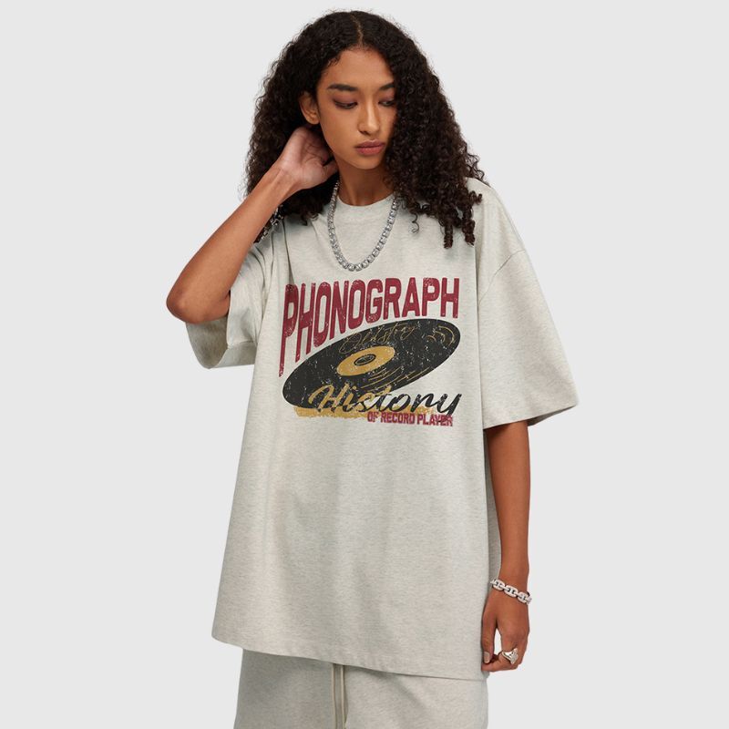 Style Core Aesthetics, New Style Trends Vintage Cotton Gramophone Tee Style Core Aesthetics, New Style Trends Vintage Cotton Gramophone Tee