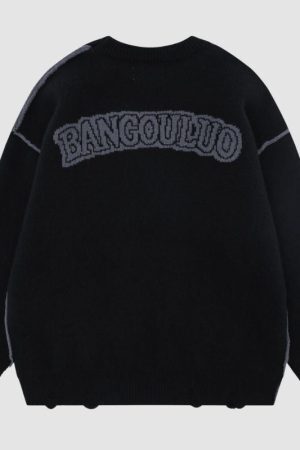 Style Core Aesthetics, New Style Trends Vintage Cross Pattern Embroidered Sweater