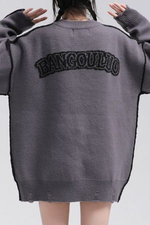 Style Core Aesthetics, New Style Trends Vintage Cross Pattern Embroidered Sweater