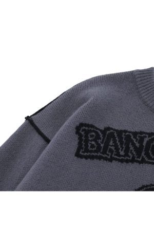 Style Core Aesthetics, New Style Trends Vintage Cross Pattern Embroidered Sweater