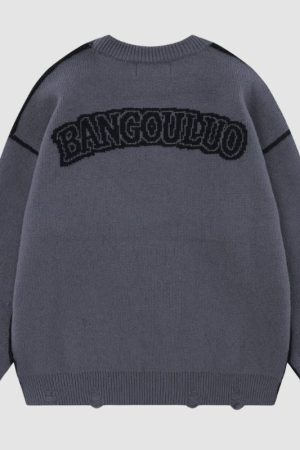 Style Core Aesthetics, New Style Trends Vintage Cross Pattern Embroidered Sweater