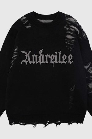 Style Core Aesthetics, New Style Trends Vintage Distressed Knit Sweater