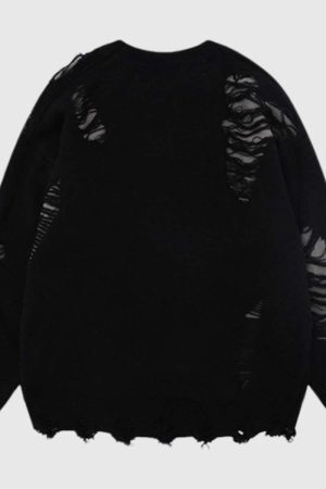 Style Core Aesthetics, New Style Trends Vintage Distressed Knit Sweater