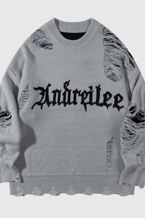 Style Core Aesthetics, New Style Trends Vintage Distressed Knit Sweater