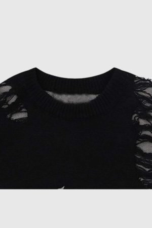 Style Core Aesthetics, New Style Trends Vintage Distressed Knit Sweater