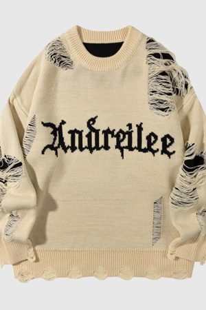 Style Core Aesthetics, New Style Trends Vintage Distressed Knit Sweater