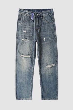 Style Core Aesthetics, New Style Trends Vintage Distressed Washed Ripped Jeans