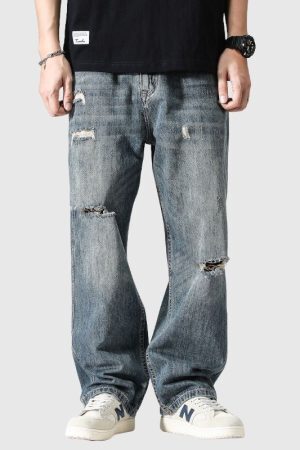 Style Core Aesthetics, New Style Trends Vintage Distressed Washed Ripped Jeans