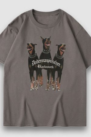 Style Core Aesthetics, New Style Trends Vintage Doberman Pinscher Print Tee